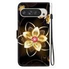 For Google Pixel 9 Pro XL Crystal Texture Colored Drawing Leather Phone Case(Gold Flower) - 3