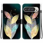 For Google Pixel 9 Pro XL Crystal Texture Colored Drawing Leather Phone Case(Colored Leaves) - 1