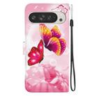 For Google Pixel 9 Pro XL Crystal Texture Colored Drawing Leather Phone Case(Pink Butterflies) - 3