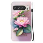 For Google Pixel 9 Pro XL Crystal Texture Colored Drawing Leather Phone Case(Lotus) - 3