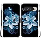 For Google Pixel 9 Pro XL Crystal Texture Colored Drawing Leather Phone Case(Black Orchid) - 1