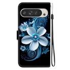 For Google Pixel 9 Pro XL Crystal Texture Colored Drawing Leather Phone Case(Black Orchid) - 3