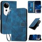 For vivo S19 Pro Grid Butterfly Embossed Pattern Leather Phone Case with Lanyard(Dark Blue) - 1