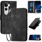 For vivo Y400 Pro 5G Grid Butterfly Embossed Pattern Leather Phone Case with Lanyard(Black) - 1