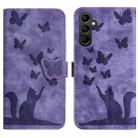 For Samsung Galaxy A26 5G Butterfly Cat Embossing Flip Leather Phone Case(Purple) - 1