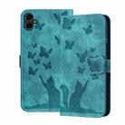 For Samsung Galaxy A07 4G / A06 4G Butterfly Cat Embossing Flip Leather Phone Case(Wathet) - 1