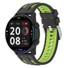 20mm Universal Flat Head Two Color Devil Eye Silicone Watch Band(Black Lime) - 1