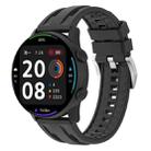 24mm Universal Flat Head Two Color Devil Eye Silicone Watch Band(Black) - 1