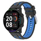 24mm Universal Flat Head Two Color Devil Eye Silicone Watch Band(Black Blue) - 1
