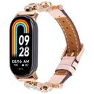 For Xiaomi Smart Band 9 / 8 Metal Diamond Leather Bracelet Watch Band(Rose Gold Pink) - 1