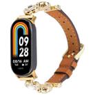 For Xiaomi Smart Band 9 / 8 Metal Diamond Leather Bracelet Watch Band(Gold Brown) - 1