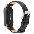 For Xiaomi Smart Band 9 / 8 Silver Metal Connector Genuine Leather Watch Band(Bamboo Joint Black) - 2