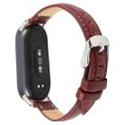 For Xiaomi Smart Band 9 / 8 Silver Metal Connector Genuine Leather Watch Band(Wine Red) - 2