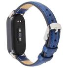 For Xiaomi Smart Band 9 / 8 Silver Metal Connector Genuine Leather Watch Band(Blue) - 2