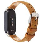 For Xiaomi Smart Band 9 / 8 Silver Metal Connector Genuine Leather Watch Band(Brown) - 2