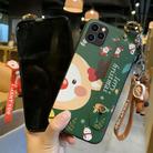 For iPhone 11 Pro Christmas Series Painted Pattern TPU Case with Wristband Holder & Pendant (Green Santa Claus + Santa Claus Buckle) - 1