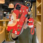 For iPhone 11 Pro Max Christmas Series Painted Pattern TPU Case with Wristband Holder & Pendant(Red Elk + Snowman Buckle) - 1