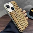 For iPhone 14 / 13 Denior D24 Paint MagSafe Card Slot Phone Case(Yellow Wood Grain) - 1