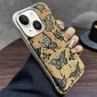 For iPhone 15 Denior D24 Paint MagSafe Card Slot Phone Case(Gold Butterflies) - 1