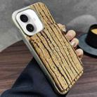 For iPhone 16 Plus Denior D24 Paint MagSafe Card Slot Phone Case(Yellow Wood Grain) - 1