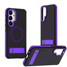 For Samsung Galaxy S25+ / S24+ 5G Dual-Color Skin Feel Magsafe Phone Case with Holder(Purple) - 1
