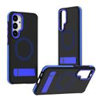 For Samsung Galaxy S25+ / S24+ 5G Dual-Color Skin Feel Magsafe Phone Case with Holder(Blue) - 1