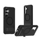 For Samsung Galaxy S25 / S24 5G Dual-Color Skin Feel Magsafe Phone Case with Holder(Black) - 1
