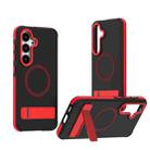 For Samsung Galaxy S25 / S24 5G Dual-Color Skin Feel Magsafe Phone Case with Holder(Red) - 1