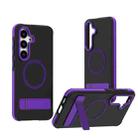 For Samsung Galaxy S25 / S24 5G Dual-Color Skin Feel Magsafe Phone Case with Holder(Purple) - 1