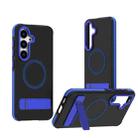 For Samsung Galaxy S25 / S24 5G Dual-Color Skin Feel Magsafe Phone Case with Holder(Blue) - 1