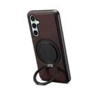 For Samsung Galaxy S24 FE 5G Denior A14 Skin Feel Rotating Holder MagSafe Phone Case(Brown) - 1