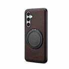 For Samsung Galaxy S24 FE 5G Denior A14 Skin Feel Rotating Holder MagSafe Phone Case(Brown) - 2
