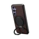 For Samsung Galaxy S24+ 5G Denior A14 Skin Feel Rotating Holder MagSafe Phone Case(Brown) - 1