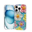 For iPhone 16 Pro IMD Double Piece Simple Fresh Shockproof Phone Case(Colorful Flowers) - 1