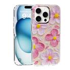 For iPhone 16 Pro IMD Double Piece Simple Fresh Shockproof Phone Case(Small Pink Flower) - 1