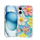 For iPhone 16 Plus IMD Double Piece Simple Fresh Shockproof Phone Case(Colorful Flowers) - 1