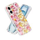 For iPhone 16 Plus IMD Double Piece Simple Fresh Shockproof Phone Case(White Flowers) - 2