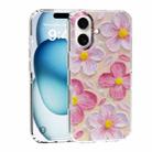 For iPhone 16 Plus IMD Double Piece Simple Fresh Shockproof Phone Case(Small Pink Flower) - 1