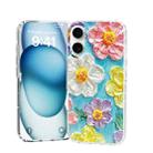 For iPhone 16 IMD Double Piece Simple Fresh Shockproof Phone Case(Colorful Flowers) - 1