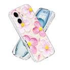 For iPhone 16 IMD Double Piece Simple Fresh Shockproof Phone Case(Small Pink Flower) - 2