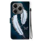 For Tecno Spark 20 Pro Crystal Texture Colored Drawing Leather Phone Case(White Butterfly Feathers) - 3