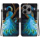 For Tecno Spark 20 Pro Crystal Texture Colored Drawing Leather Phone Case(Peacock) - 1