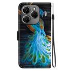 For Tecno Spark 20 Pro Crystal Texture Colored Drawing Leather Phone Case(Peacock) - 3