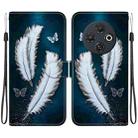 For Tecno Spark 30C Crystal Texture Colored Drawing Leather Phone Case(White Butterfly Feathers) - 1