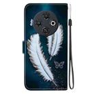 For Tecno Spark 30C Crystal Texture Colored Drawing Leather Phone Case(White Butterfly Feathers) - 3