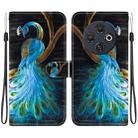 For Tecno Spark 30C Crystal Texture Colored Drawing Leather Phone Case(Peacock) - 1