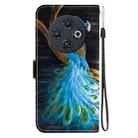 For Tecno Spark 30C Crystal Texture Colored Drawing Leather Phone Case(Peacock) - 3