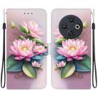 For Tecno Spark 30C Crystal Texture Colored Drawing Leather Phone Case(Lotus) - 1