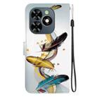 For Tecno Spark GO 2024 / 20C / Pop 8 Crystal Texture Colored Drawing Leather Phone Case(Gold Butterfly Feathers) - 3