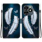 For Tecno Spark GO 2024 / 20C / Pop 8 Crystal Texture Colored Drawing Leather Phone Case(White Butterfly Feathers) - 1